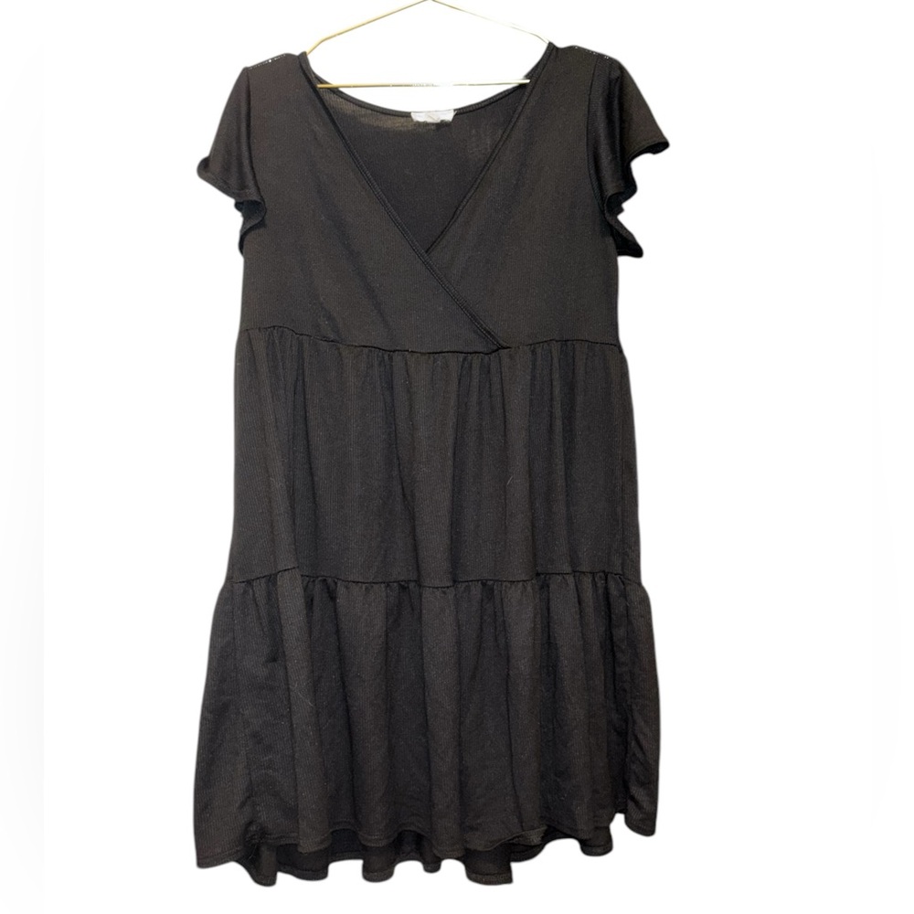 See You Monday Black V Neck Dress Large